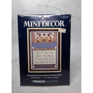Paragon Mini Decor Counted Cross Stitch Picture Kit Childs Prayer Bears 5x7